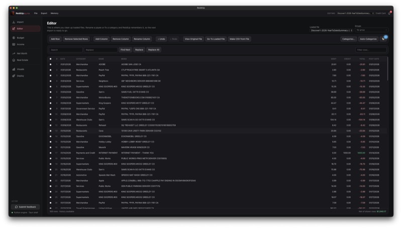 Every transaction, cleaned and in order.